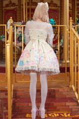 [Macaron Dolly House] Sleeveless Print Bowknot Lace-Up Sweet Lolita Jsk Dress 3 Colors - Product - 2