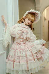 Pink [Reinas] Sleeveless Ruffle Bowknot Lace Sweet Lolita Jsk Dress - Product - 9