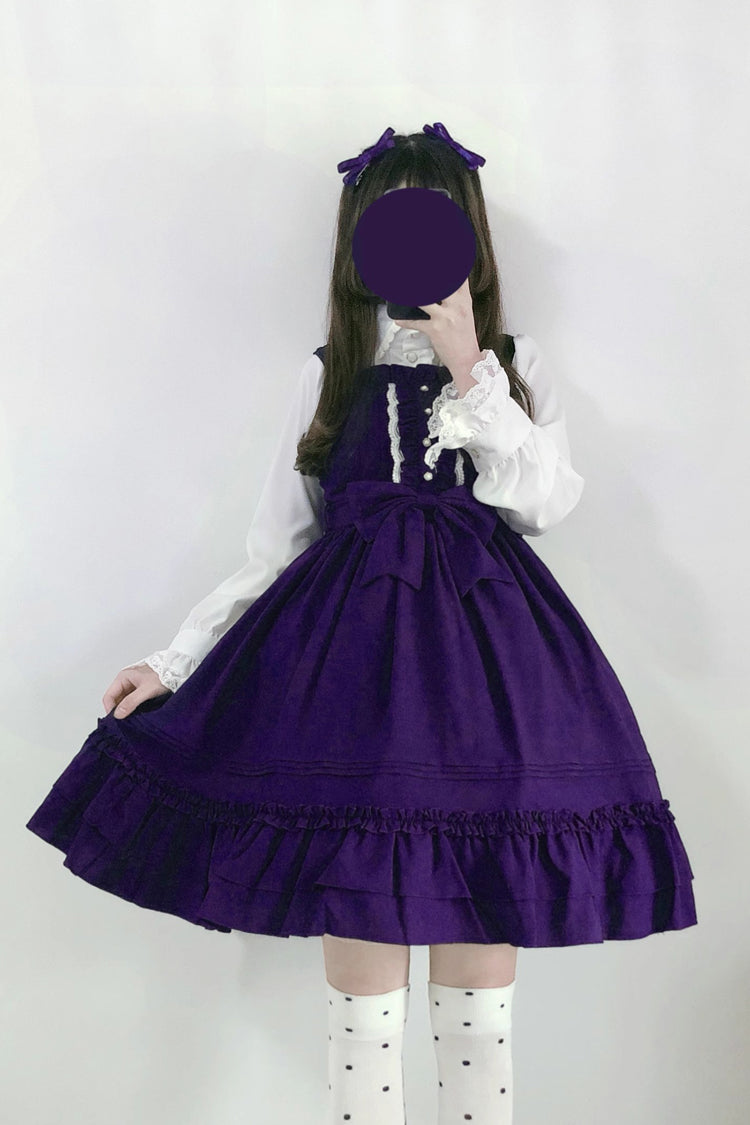 Ice Cream Bowknot Ruffle Chiffon Sweet Lolita Jsk Dress 7 Colors - Dark Purple - 6