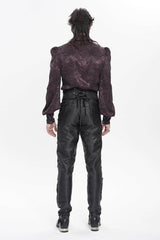 Black Jacquard Lace-Up Slim Men's Gothic Handsome Girdle - Product - 2