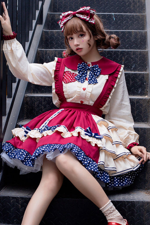 Red Multi-Layer Ruffled High Waist Sweet Lolita JSK Dress - Product - 4