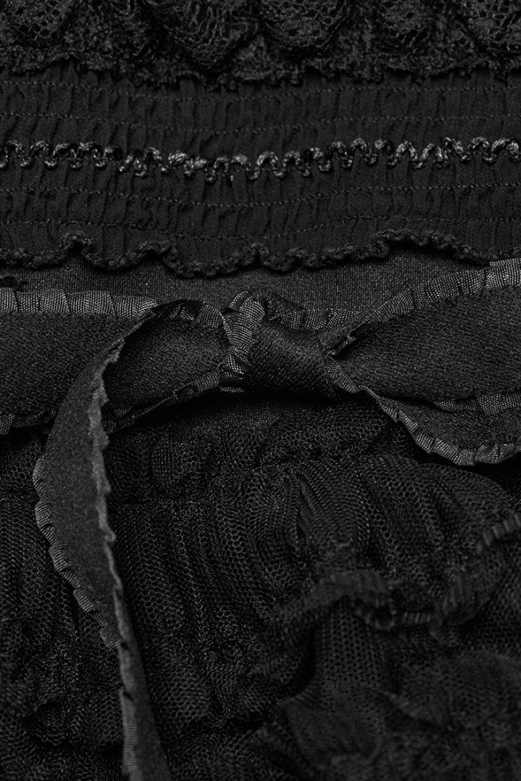 Black Ruffle Stitching Mesh Women's Gothic Leg Warmers - Product - 6