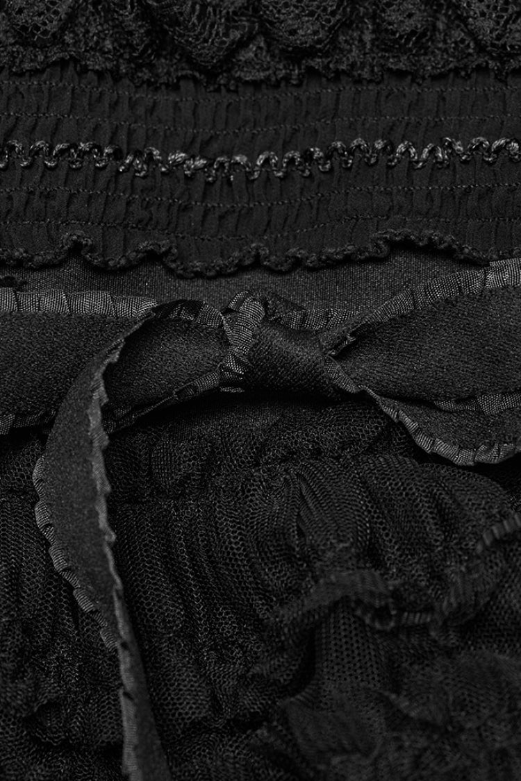Black Ruffle Stitching Mesh Women's Gothic Leg Warmers - Product - 6