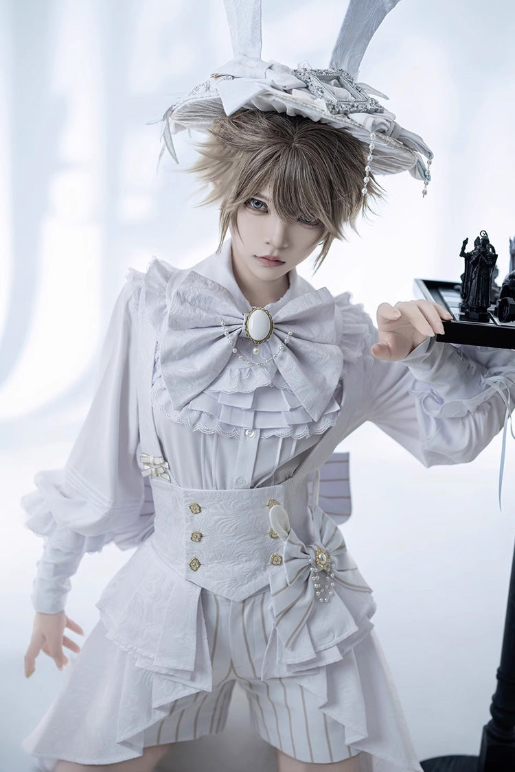 White Rabbit Theater Striped Print Ouji Fashion Handsome Lolita Shorts - Product - 11