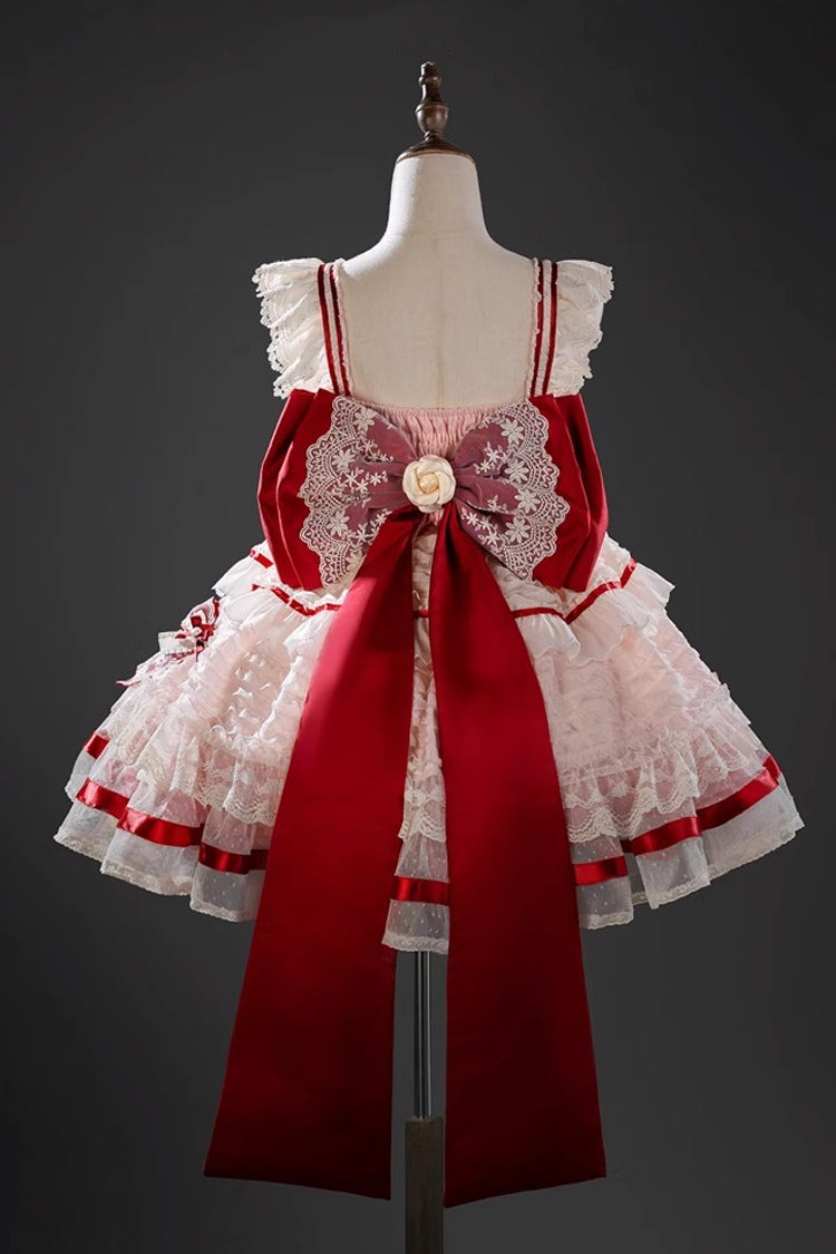 Pink [Moonstone] Sleeveless Ruffle Embroidery Bowknot Lace Fishbone Sweet Princess Lolita Dress - Product - 18