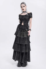 Black Multi-Layered Lace-Up Chain Women's Punk Skirt - Product - 5