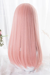 Pink Hime Cut Long Straight Hair Sweet Lolita Wig - Product - 3