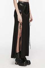 Black Lace-Up Rivet Women's Punk Fishtail Skirt - Product - 2