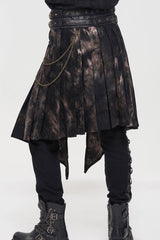 Bronze Gothic Belt Design Chain Decoration Corduroy Tie-Dye Men's Skirt - Product - 2