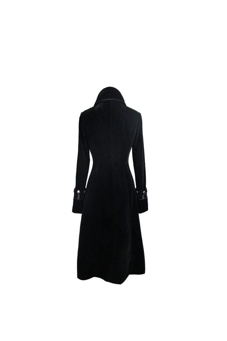 Black Retro Stand Collar Stage Costume Women's Gothic Coat - Product - 8