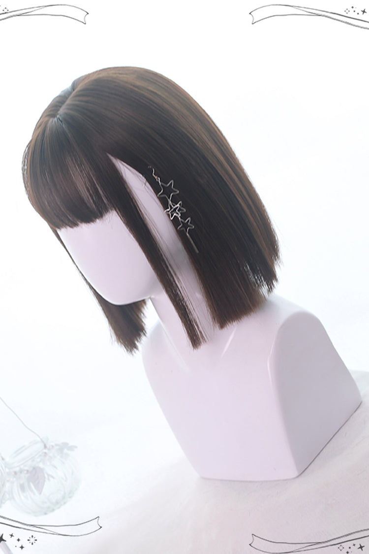 Natural Medium Short Straight Hair Gothic Lolita Wigs - Product - 4