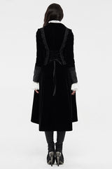 Black Long Sleeves Jacquard Slim Women's Gothic Coat - Product - 3