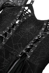 Black Long Sleeves Lace-Up Spiderweb Women's Gothic Elegant Witch Long Dress - Product - 13