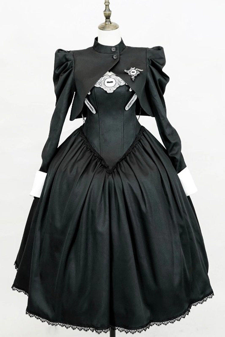 Black [Demon’s Eye] Sleeveless Ruffled Bow Gothic Lolita Dress Long Version - Black - 1