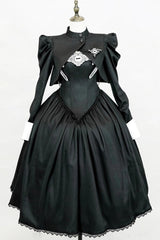 Black [Demon’s Eye] Sleeveless Ruffled Bow Gothic Lolita Dress Long Version - Black - 1