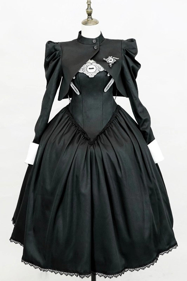 Black [Demon’s Eye] Sleeveless Ruffled Bow Gothic Lolita Dress Long Version - Black - 1
