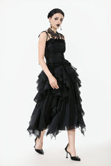 Black Floral Jacquard Lace-Up Women's Gothic Elegant Bustier - Product - 10