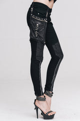 Black Punk Skinny With Leg Bag Womens Pants - Product - 2
