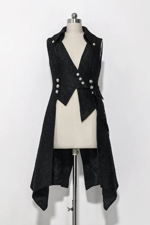 Black Princess Chronicles Burn To Ash Female Gothic Ouji Lolita Long Vest - Black - 1