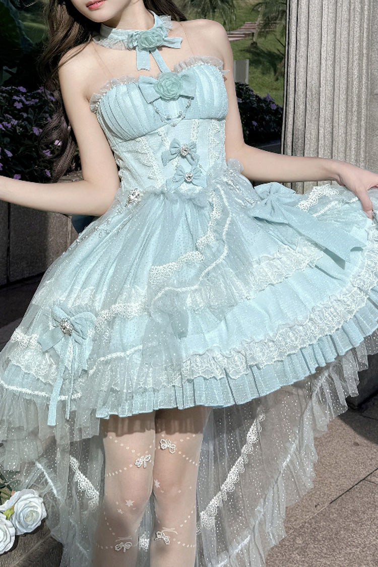 Blue Galaxy Flower Language Multi-Layered Ruffle Bowknot Sweet Tube Top (Set) detail view 6
