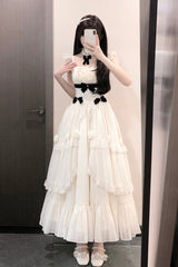 Ivory Free Verse Poetry Ruffle Bowknot Sweet Elegant Princess Lolita Tiered Dress - Product - 2