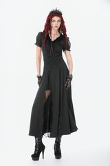 Black High Waisted Floral Printed Lace Mesh Women's Gothic Elegant Long Skirt - Product - 9