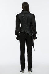 Black Sleeveless Zip Chain Lace-Up Asymmetric Men's Gothic Vest - Product - 7