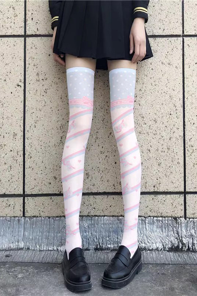 Cute Anime Print Sweet Japanese Lolita Over The Knee Socks 10 Styles - Style1 - 1