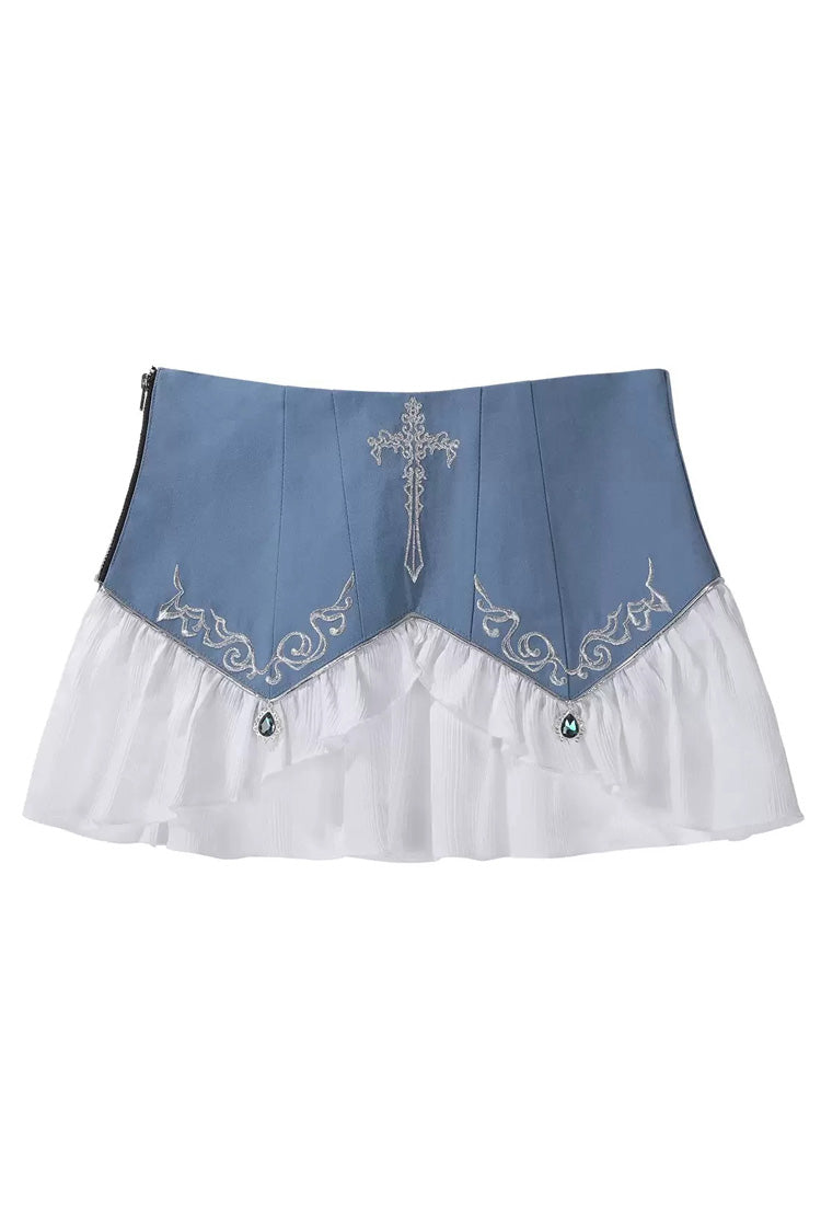 White [Moonlit Paladin Prince] Ruffle Embroidery Bowknot Classic Prince Handsome Ouji Lolita Set - Waistband(Only) - 15