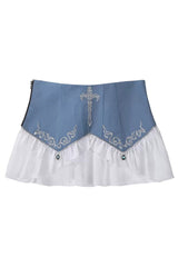 White [Moonlit Paladin Prince] Ruffle Embroidery Bowknot Classic Prince Handsome Ouji Lolita Set - Waistband(Only) - 15