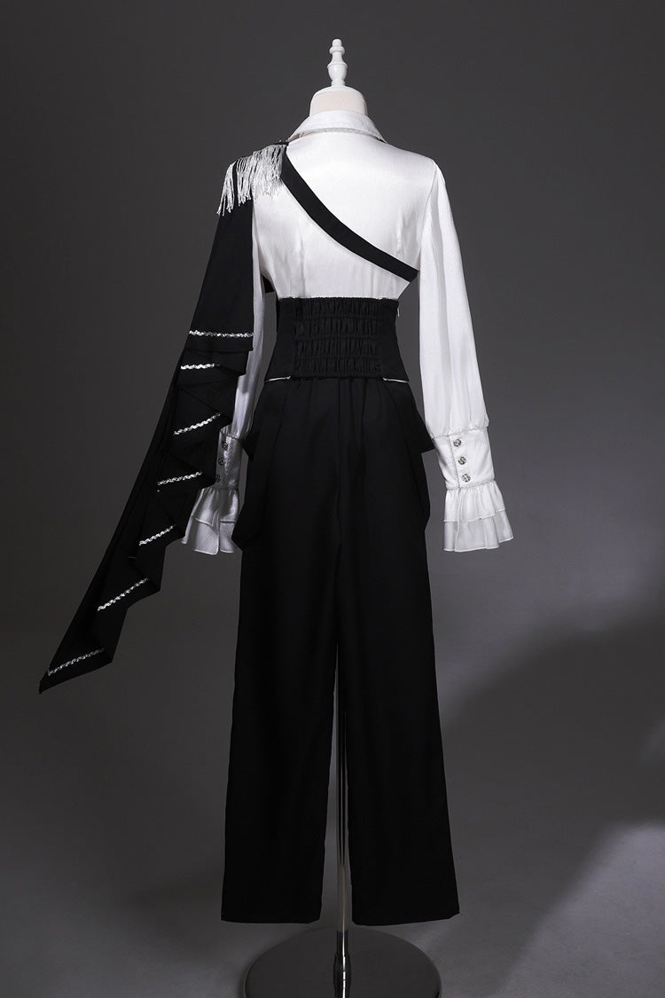 Black/White Embroidery Asymmetric Gothic Prince Handsome Ouji Lolita Set - Product - 6