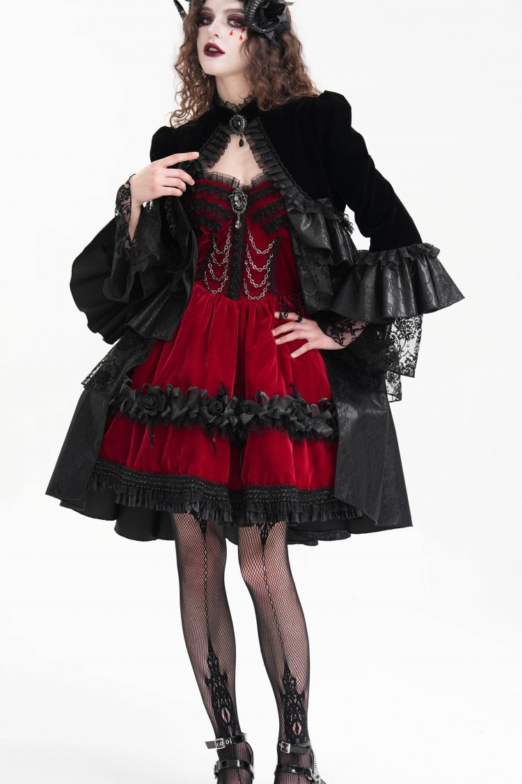 Black Long Sleeves Ruffle Lace Mesh Women's Gothic Jacket - Product - 4