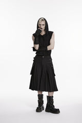 Black Buckled Big Pockets Pleated Men's Punk Pants - Product - 7