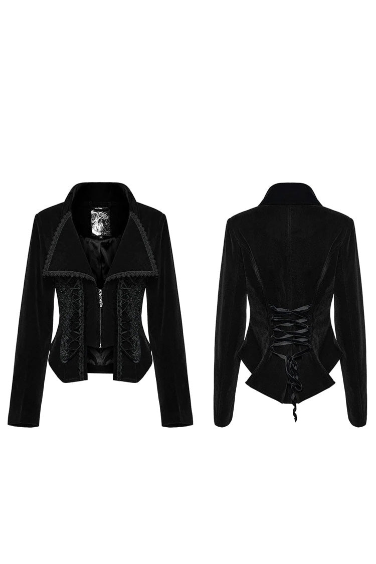 Women's Large Lapel Collar Long Sleeves Slim Tuxedo Gothic Coat 2 Colors - Product - 6