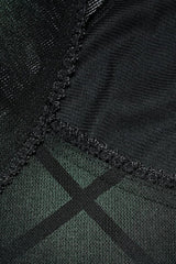 Green Short Sleeves Plaid Print Stitching Mesh Women's Punk Dress - Product - 6