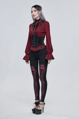 Black Embroidered Lace Lace-Up Slim Women's Gothic Underbust Corset - Product - 6