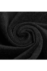 Black Fur Collar Slit Cloak Shape Sleeve Back Waist Lace Up Imitation Cashmere Long Women's Gothic Coat - Product - 8