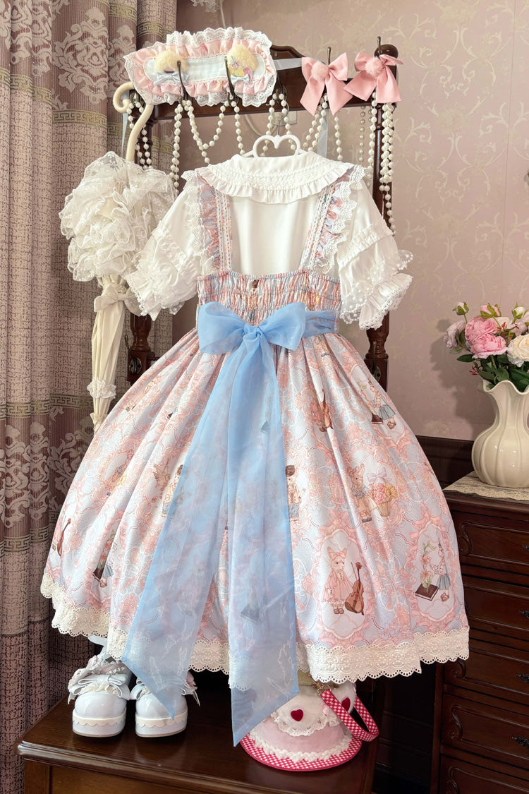 [Sweetheart Party] Sleeveless Printed Ruffled Embroidered Lace Sweet Lolita Jsk Dress 3 Colors - Product - 7