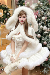 White [Holiday] Double-Layered Bowknot Sweet Princess Lolita Strapless Dress - Product - 7