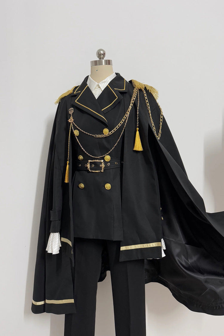 Black Lapel Collar Long Sleeves Ouji Military Prince Handsome Lolita Suit Coat - Product - 2