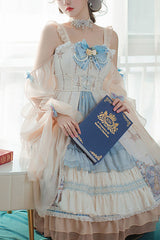 Multi-Color Cardigan Bowknot Elves Multi-Layer Ruffled Sweet Lolita JSK Dress - Multi-Color - 1
