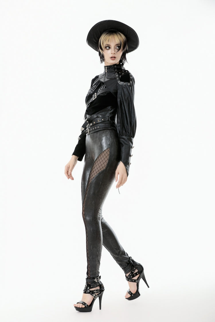 Black Cut-Out Asymmetric Buckled Zippered Women's Punk Cape - Product - 2