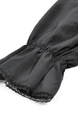 Black Long Bishop Sleeves Double-Layered Lace Hem Lace-Up Women's Gothic Dress - Product - 18