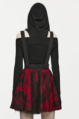 Red Double-Layer Hollow Stitching Lace Mesh Women's Gothic Skirt - Product - 3