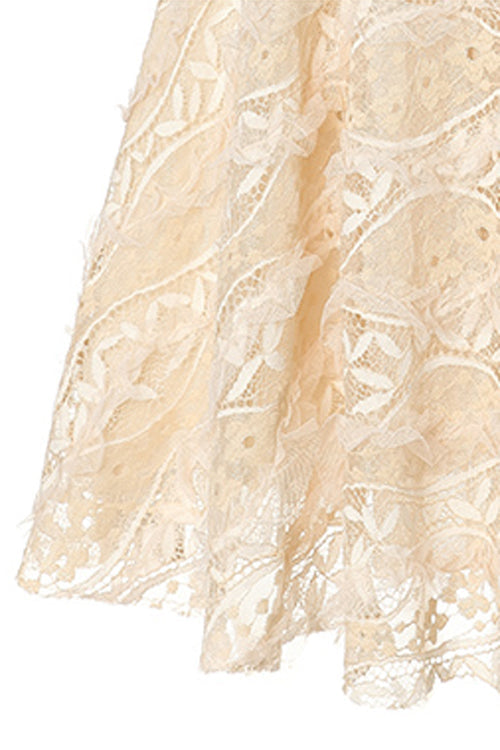 Beige Elegant Lace Embroidered High Waisted Sweet Lolita JSK Dress - Product - 6
