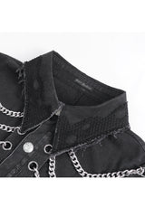 Black Lapel Collar Sleeveless Slim Men's Punk Vest - Product - 8
