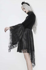 Black Chest Embroidered Beaded Off Shoulder Womens Gothic Dress - Product - 8