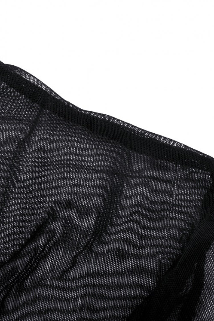 Black Long Sleeves Irregular Sheer Mesh Women's Daily Gothic Top - Product - 12