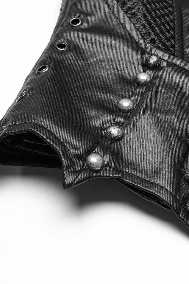 Black Batlike Stitching Zipper Women's Punk Underbust Corset - Product - 6