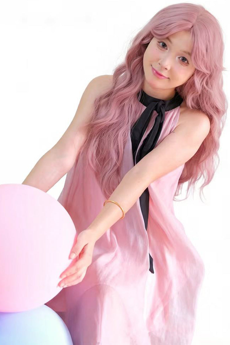 Sakura Pink Stylish Bangs Soft Curls Sweet Lolita Wig - Product - 3